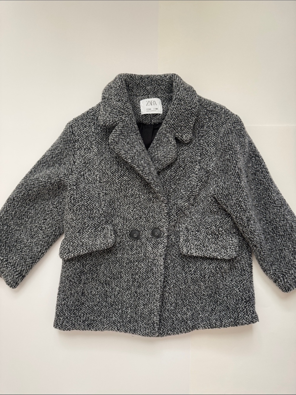 Zara Black & Gray Tweed Peacoat for Kids